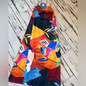 Nicole Miller New York abstract silky feel maxi dress